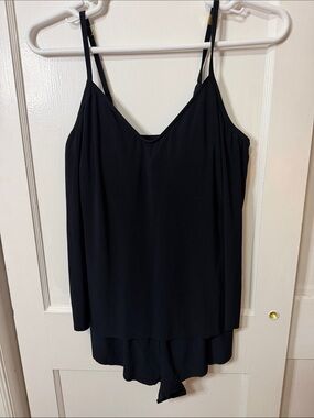 Miraclesuit Black One-Piece Swimsuit with V-Neck Spaghetti Straps